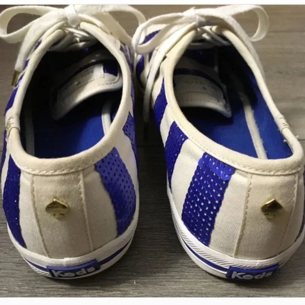 🌟HOST PICK🌟 Kate Spade x KEDS Kick Blue Sequin Striped Sneaker Sz 9 - Picture 5 of 11